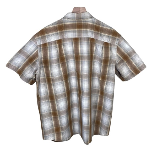 Carhartt Men's Plaid Brown and White Short Sleeve Shirt, 2XL / XXL - Picture 4 of 8